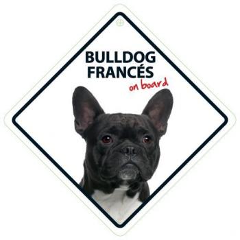 Señal Magnética y de Acero con Ventosa 'Bulldog Francés a Bordo' 14X14 Cm