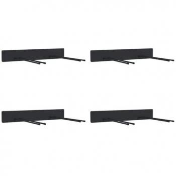 Wall-Mounted Garden Tool Storage Racks - 4 pcs Black Steel, Space-Saving Design, Non-slip Hooks