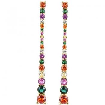 Pendientes Chetman Atelier de Plata de Ley 925 con Circonita Multicolor bañados en oro amarillo de 18K