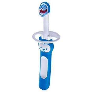 Cepillo Dental Infantil Mam Azzurro 6+ Meses con Anillo de Seguridad y Testina Pequeña