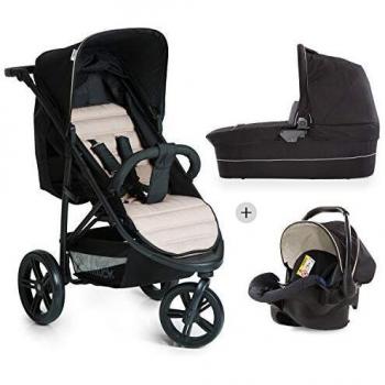 Hauck Rapid 3 Plus Trio Set - Carro deportivo 0 meses hasta 25 kg, coche de bebes 3 piezas de capazo, sillita adaptable a base isofix, ligero, manillar ajustable, plegado con una mano, grupo 0+, beige