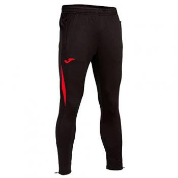 Pantalón largo de deporte para hombre Joma Championship VII negro y rojo, fabricado en poliéster, con bolsillos y cremallera