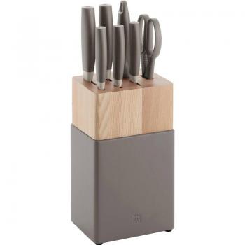 Juego de Cuchillos Zwilling Now S con Soporte de Madera Gris