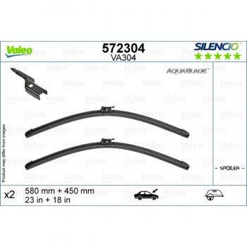 Limpiaparabrisas VALEO AquaBlade 572304, Longitud 580+450mm, Delantero, 2 Pieza
