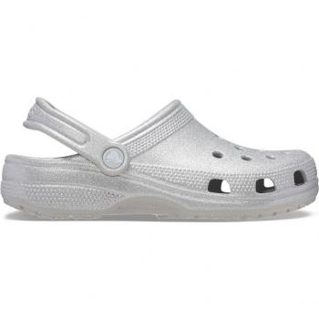 Crocs Women's Classic Glitter Clogs - Grey/Silver Glitter - Size: 8/10