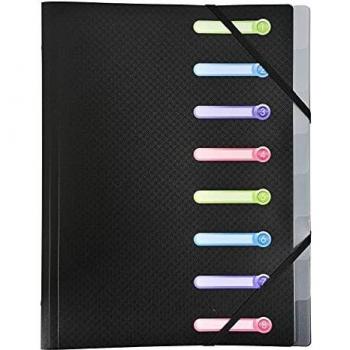 Exacompta 56181E - Carpeta con 8 compartimentos, A4, color negro
