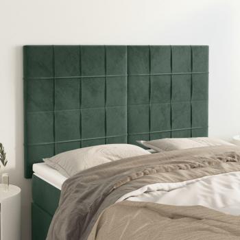 Cabeceros 4 unidades terciopelo verde oscuro 72x5x78/88 cm Vidaxl