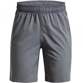 Pantalones Cortos Deportivos Under Armour Woven Graphic para Niños, Transpirables, Gris Oscuro (Pitch Gray), Talla XS