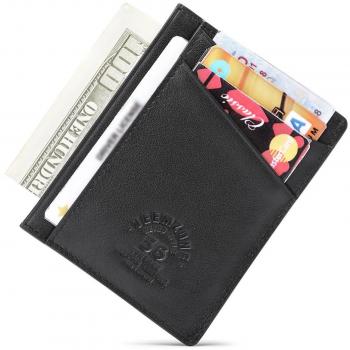 Teemzone Mini Tarjetero Cartera RFID Delgado de Piel