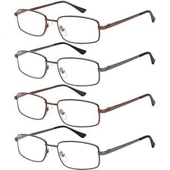EFE Gafas de Lectura Hombres Mujeres 4-Pack Diseño de Bisagra de Resorte con Montura de Gafas de Metal Ligeros Cómodos 1.25