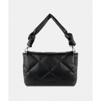 Bolso de hombro acolchado negro con solapa Bugatti