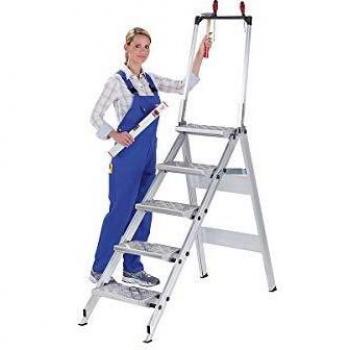 Escalera Plegable de Aluminio con Plataforma y 2 Peldaños Antideslizantes