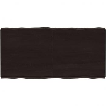 Mesa de sobremesa marrón oscuro 120x60x(2-6)cm roble sin tratar, tablero mesa madera tratada roble borde natural gris 120x60x6cm Gris