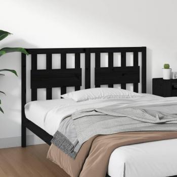 Cabecero para cama negra 145,5x4x100cm madera maciza de pino