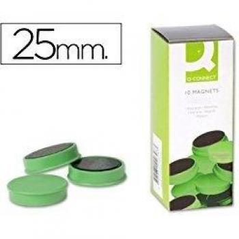 Q-Connect Imanes Para Sujeción Ideal Para Pizarras Magnéticas 25 Mm Verde Caja De 10 Imanes