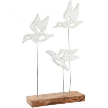 Figura Decorativa DKD Home Decor Marrón Blanco Hierro Madera de mango Pájaros (32 x 10 x 51 cm)
