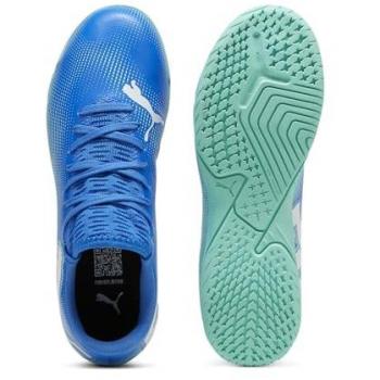 Puma Future 7 Play It Jr Botas de Fútbol Sala para Niños, Color Azul Hyperlink Blue-Mint White, Talla 33 EU