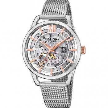 Reloj Festina F20627/1 Automatic Skeleton para Mujer con Caja de Acero Inoxidable 316L Plateado