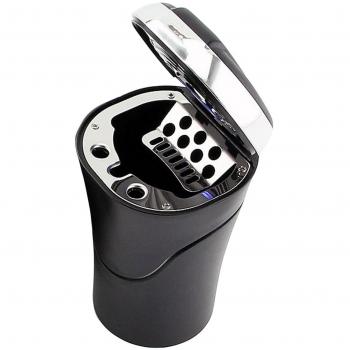 Panegy - Cenicero Portátil con LED Luz de cigarrillos Inoxidable para Coche Automóvil Automático sin humo - Función de encendido - Plata