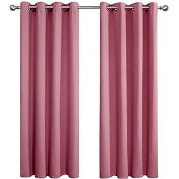 Amazon Brand - Umi Cortinas Dormitorio Moderno Salon Opacas Decoracion Termicas Aisantes con Ojales 2 Piezas 168x229cm Rosa