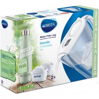 Brita Marella Blanca + 2 Filtros Maxtra+ + Botella de Acero