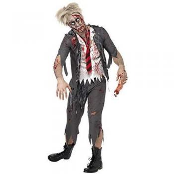 Smiffy'S 32928L Disfraz De Colegial Zombi High School Horror Con Chaqueta Con Camisa, Gris, L - Tamaño 42-44