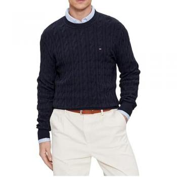 Tommy Hilfiger Men's Cable Knit Crew Neck Sweater - Ornamental Green, Size L