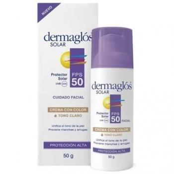 Dermaglos Protector Solar FPS 50 Facial Con Color Tono Claro Crema 50 g