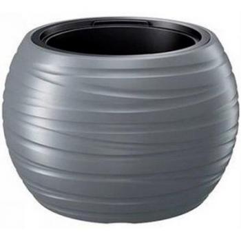 Maceta redonda con depósito de 25 litros Maze en color gris piedra