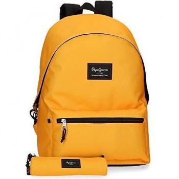 Pepe Jeans Mochila & Estuche Aris, Color Mostaza, 31x44x17.5 cm