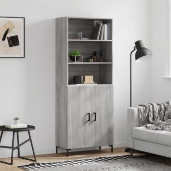 Aparador alto de madera contrachapada gris sonoma 69,5x34x180 cm