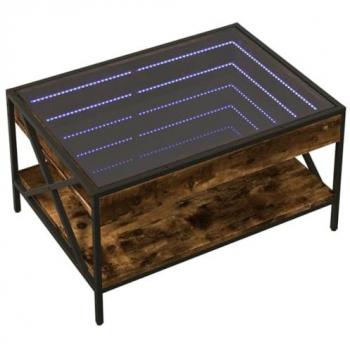 Mesa de centro con Infinity LED roble ahumado 70x50x38 cm, mesita de Centro, Mesa Auxiliar, Mesa de salón, mesita, mesita de sofá