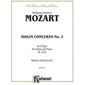 Concierto para Violín nº 3 en Sol Mayor, K. 216 de Mozart - Edición Kalmus para Violín y Piano