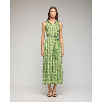 Vestido Largo Estampado NIZA Mujer Verde Amarillo
