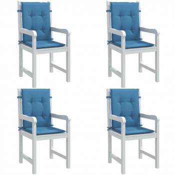 Cojines de silla respaldo bajo 4 piezas Azul Mélange 100x50x4 cm Tela