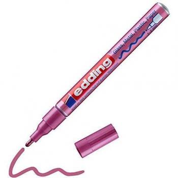 edding 751 marcador de tinta opaca brillante - rosa metálico - 1 rotulador - punta redonda 1-2 mm - rotulador brillante efecto lacado para vidrio, piedras, madera, plástico, papel - color permanente