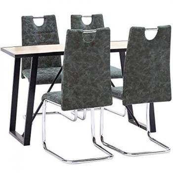 vidaXL Juego de Comedor 5 Piezas Cuero Sintético Mobiliario Decoración Interior Casa Hogar Robusto Duradero Resistente Funcional Práctico Útil Negro