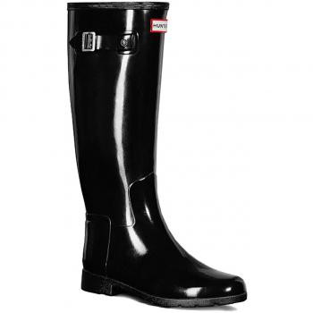 Hunter Original Refined Gloss Black Rubber Women's Calf Length Wellington Boots