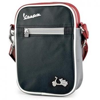 Vespa - Bolso bandolera, diseño retro, color negro y rojo