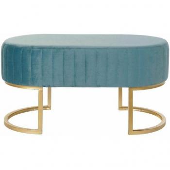 Banqueta DKD Home Decor Azul Dorado Metal Terciopelo 90 x 50 x 45 cm