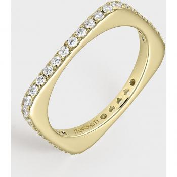 Anillo de plata bañada en oro con forma cuadrada y circonitas blancas Itemporality SRN-201-122-14