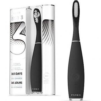 FOREO ISSA 3 Rechargeable Electric Toothbrush with Silicone and PBT Polymer Bristles, Black
