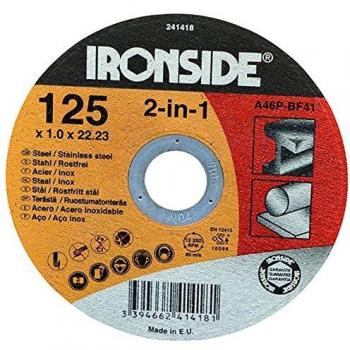 Ironside 241418 Disco de corte para acero y acero inoxidable 125 x 1,0 x 22