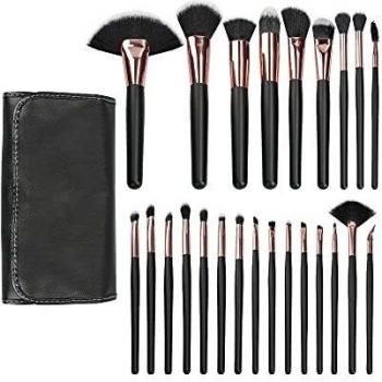 Set de Brochas de Maquillaje Profesional MIMO 24 Pcs Negro con Estuche