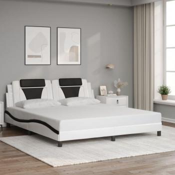 Cabecero de cama de 180x200 cm con cuero sintético blanco y negro Vidaxl