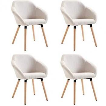 Cream Fabric Dining Chairs Set of 4