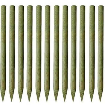 vidaXL 12x Postes de Valla de Jardín de Madera de Pino 5x150 cm Palos de Valla
