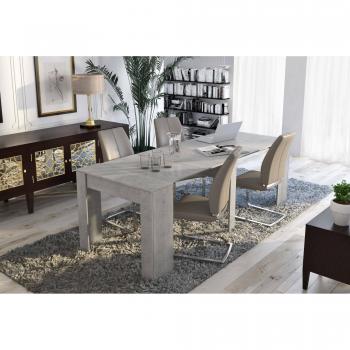 Mesa de Comedor Moderna Extensible hasta 10 Asientos, Medidas 90 x 51 x 77 cm (hasta 237 cm con extensiones), Color Gris Cemento