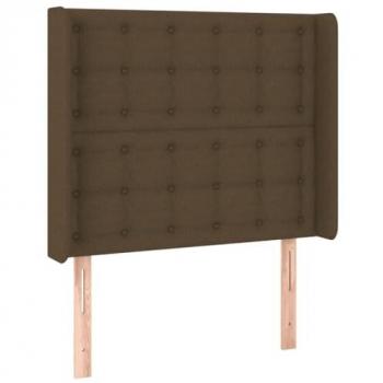 Cabecero con LED de tela marrón oscuro 103x16x118/128 cm