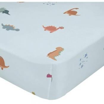 Sábana Bajera Multicolor Dinosaurios 90x200 cm 100% Algodón Calidad 150